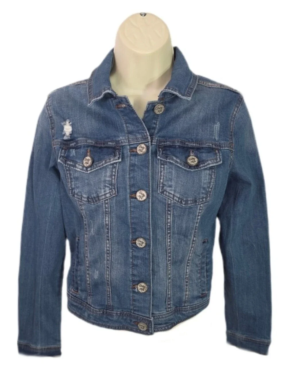 Indigo Rein Jacket Classic Trucker Cotton Blend Jean Youth Blue Size XL